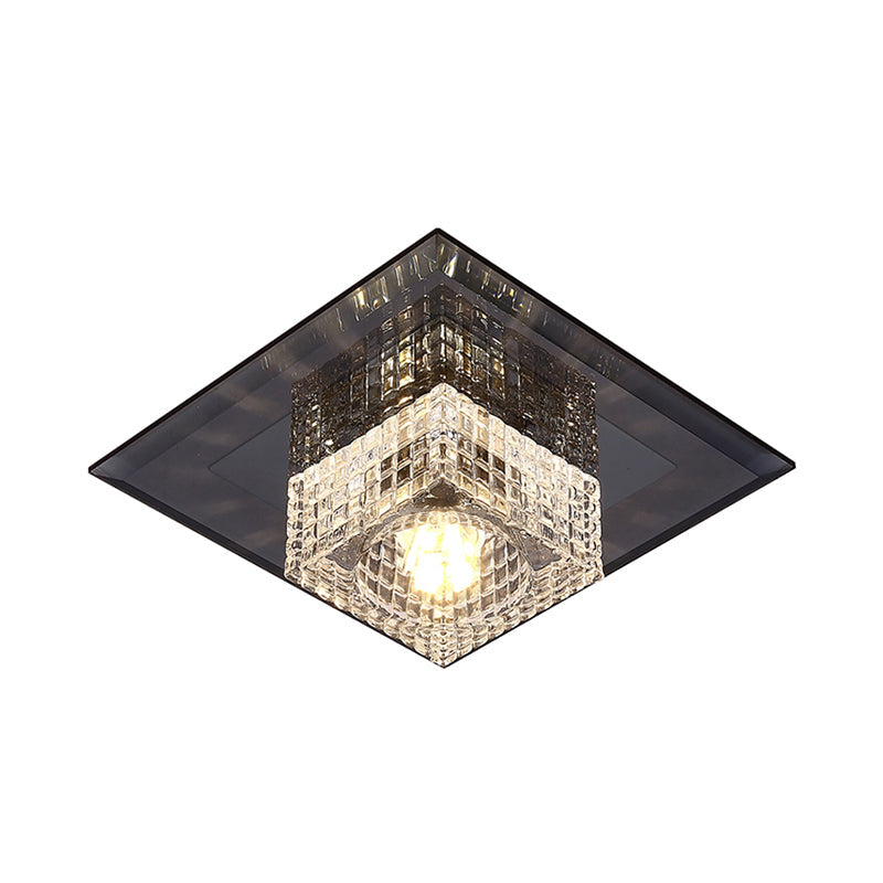 Squared LED Flush Mount Light Simplicity Clear Crystal Passage Flush Mount Ceiling Light Clearhalo 'Ceiling Lights' 'Close To Ceiling Lights' 'Close to ceiling' 'Flush mount' Lighting' 2247808