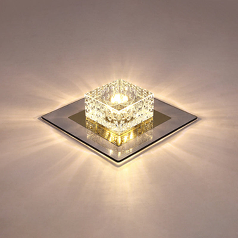 Crystal Block Crystal Flush Mount Lighting Minimalist LED Flush Mount Fixture for Corridor Black Warm Clearhalo 'Ceiling Lights' 'Close To Ceiling Lights' 'Close to ceiling' 'Flush mount' Lighting' 2247823