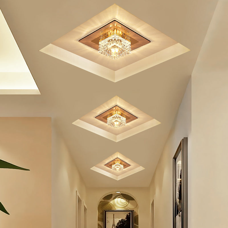 Crystal Block Crystal Flush Mount Lighting Minimalist LED Flush Mount Fixture for Corridor Clearhalo 'Ceiling Lights' 'Close To Ceiling Lights' 'Close to ceiling' 'Flush mount' Lighting' 2247824
