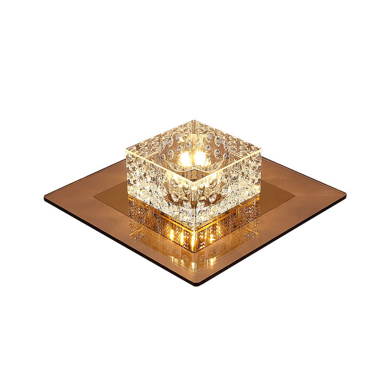 Crystal Block Crystal Flush Mount Lighting Minimalist LED Flush Mount Fixture for Corridor Clearhalo 'Ceiling Lights' 'Close To Ceiling Lights' 'Close to ceiling' 'Flush mount' Lighting' 2247830