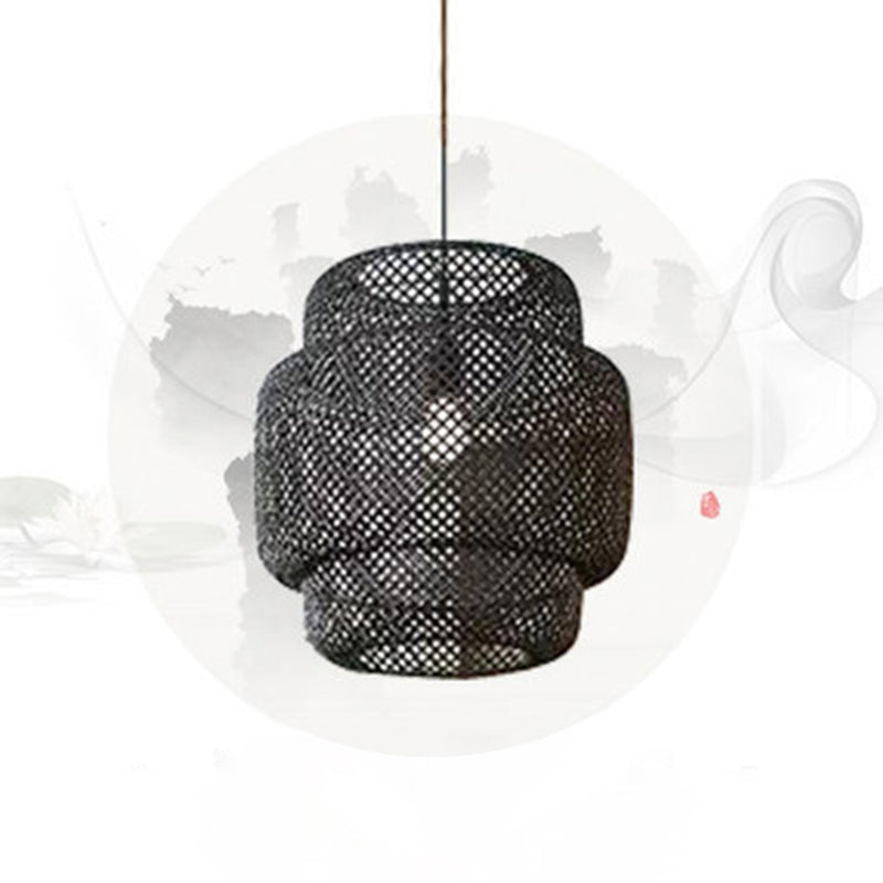 Lantern Restaurant Suspension Light Bamboo 1-Light Simplicity Pendant Light Fixture Clearhalo 'Ceiling Lights' 'Pendant Lights' 'Pendants' Lighting' 2247952