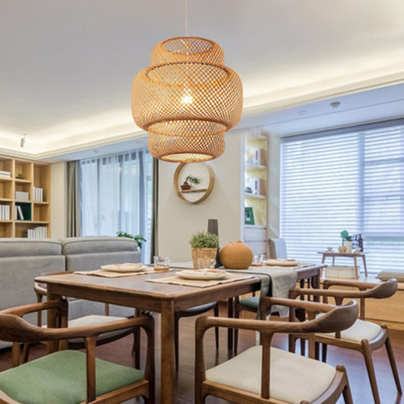 Lantern Restaurant Suspension Light Bamboo 1-Light Simplicity Pendant Light Fixture Clearhalo 'Ceiling Lights' 'Pendant Lights' 'Pendants' Lighting' 2247955