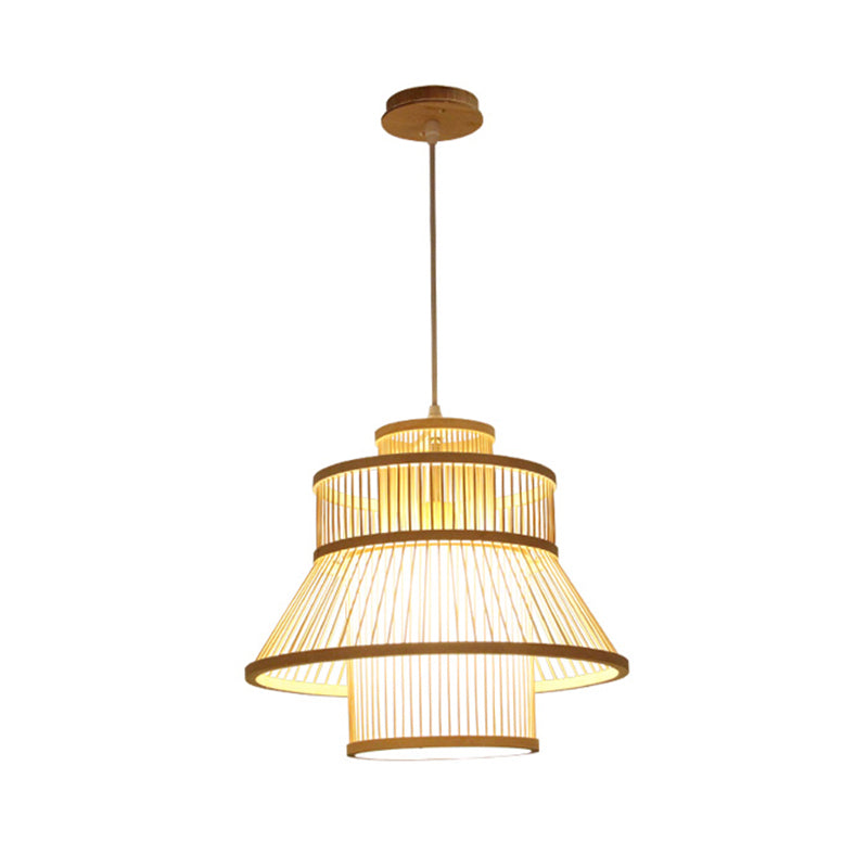 Minimalist Handcrafted Suspension Lighting Bamboo 1������Head Tea Room Pendant Ceiling Light in Wood Clearhalo 'Ceiling Lights' 'Pendant Lights' 'Pendants' Lighting' 2247971