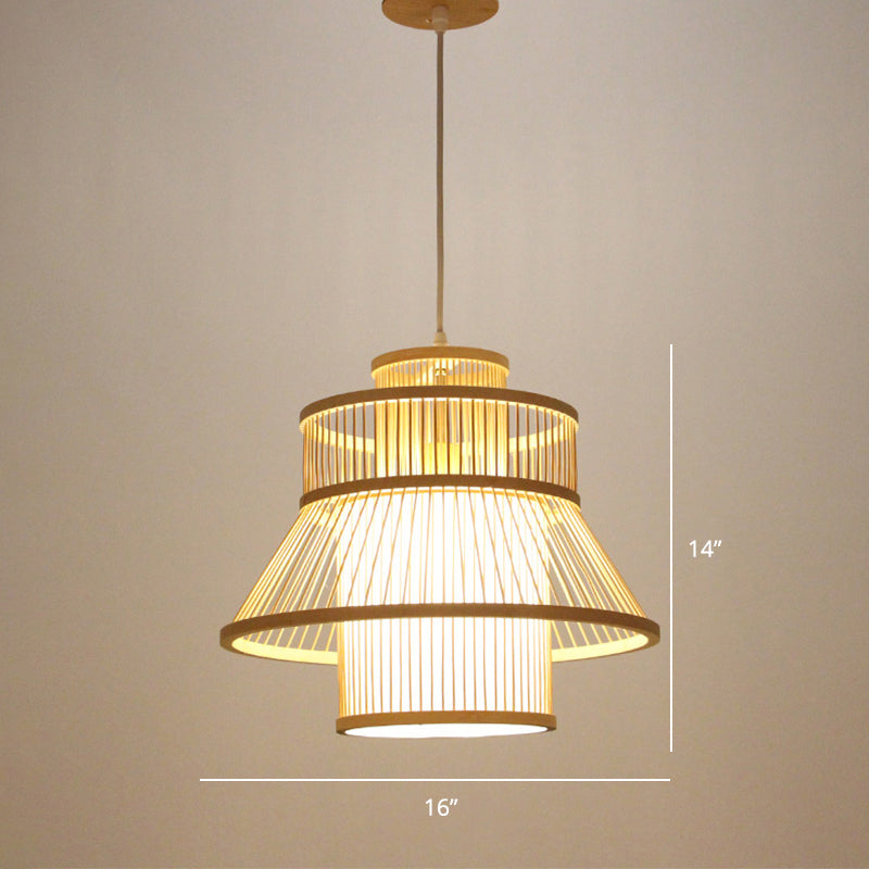 Minimalist Handcrafted Suspension Lighting Bamboo 1 Head Tea Room Pendant Ceiling Light in Wood Wood Q Clearhalo 'Ceiling Lights' 'Lighting' 'Pendant Lights' 2247972_74150609-3ec6-42ca-aab3-e839b2eb325e