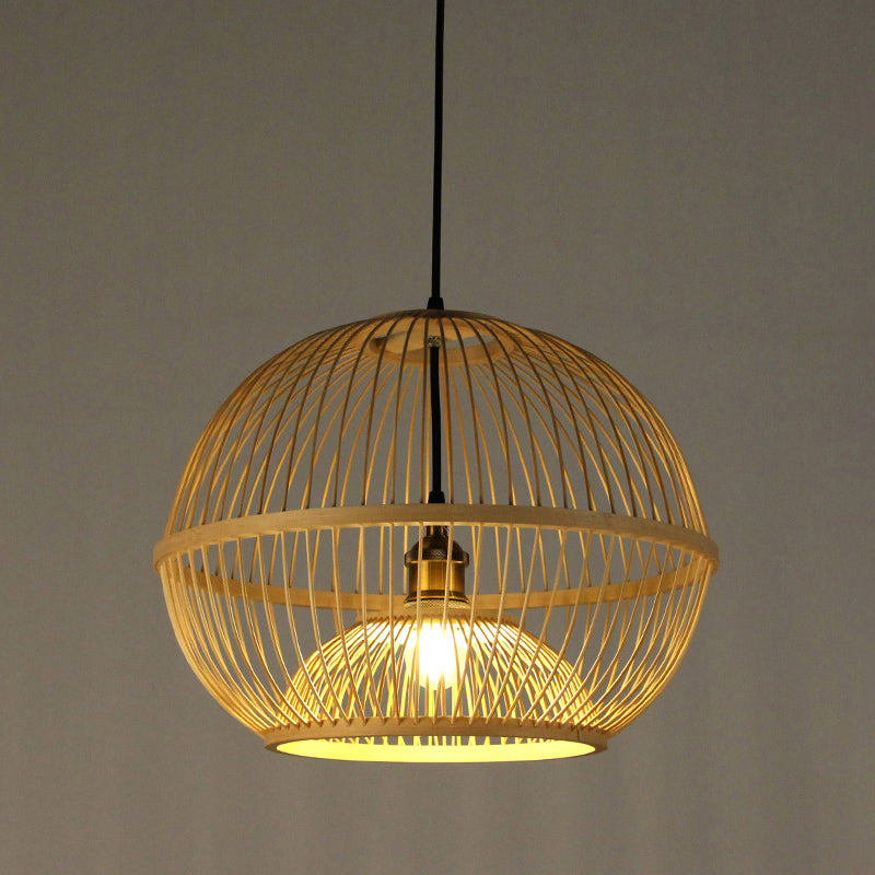 Minimalist Handcrafted Suspension Lighting Bamboo 1 Head Tea Room Pendant Ceiling Light in Wood Wood H Clearhalo 'Ceiling Lights' 'Lighting' 'Pendant Lights' 2247976_3d610a44-fe0e-4111-84d4-07123db7db05