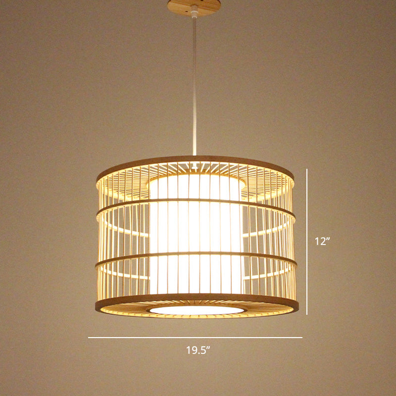 Minimalist Handcrafted Suspension Lighting Bamboo 1������Head Tea Room Pendant Ceiling Light in Wood Clearhalo 'Ceiling Lights' 'Pendant Lights' 'Pendants' Lighting' 2247987