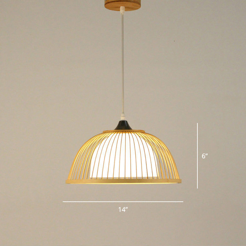 Minimalist Handcrafted Suspension Lighting Bamboo 1 Head Tea Room Pendant Ceiling Light in Wood Wood B Clearhalo 'Ceiling Lights' 'Lighting' 'Pendant Lights' 2247988_013f7332-78a9-4479-a374-4191aad1503b