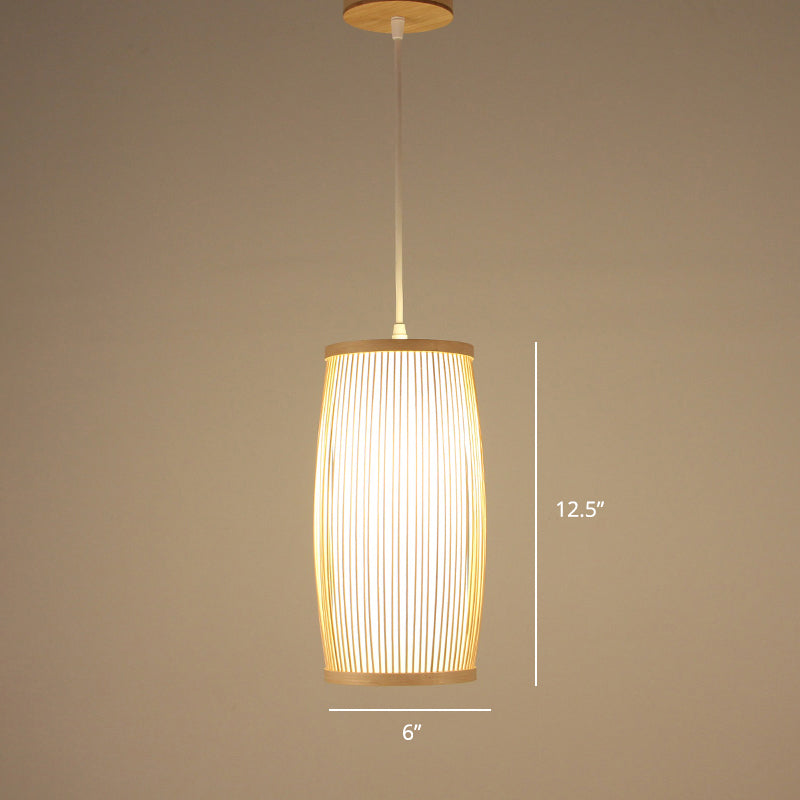 Minimalist Handcrafted Suspension Lighting Bamboo 1 Head Tea Room Pendant Ceiling Light in Wood Wood G Clearhalo 'Ceiling Lights' 'Lighting' 'Pendant Lights' 2247989_4ad057ab-79df-4b39-a12b-3af7c50f2fbc