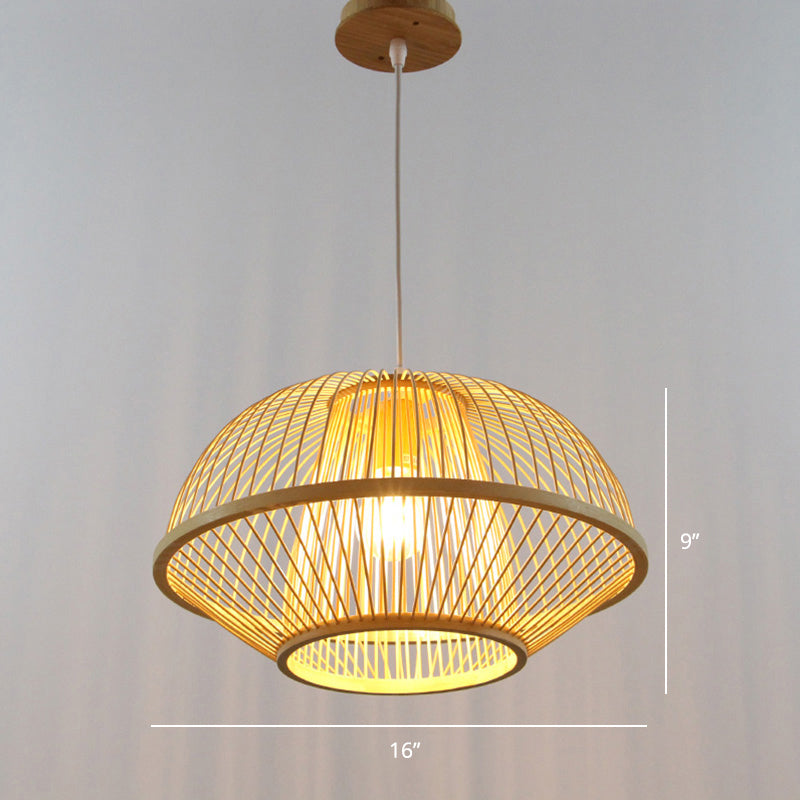 Minimalist Handcrafted Suspension Lighting Bamboo 1������Head Tea Room Pendant Ceiling Light in Wood Clearhalo 'Ceiling Lights' 'Pendant Lights' 'Pendants' Lighting' 2247990