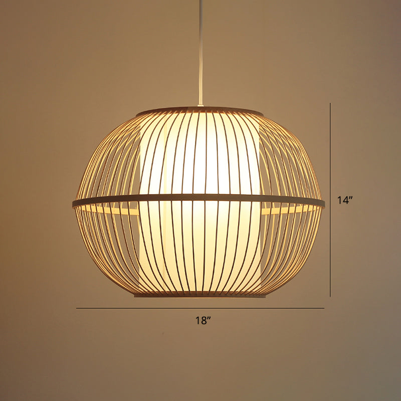 Handwoven Ceiling Light Modern Bamboo Single Restaurant Hanging Pendant Light in Wood Clearhalo 'Ceiling Lights' 'Pendant Lights' 'Pendants' Lighting' 2247997