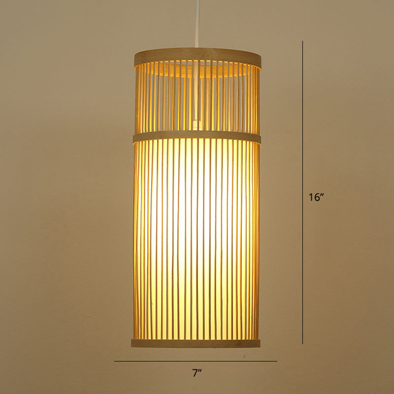 Handwoven Ceiling Light Modern Bamboo Single Restaurant Hanging Pendant Light in Wood Clearhalo 'Ceiling Lights' 'Pendant Lights' 'Pendants' Lighting' 2248002
