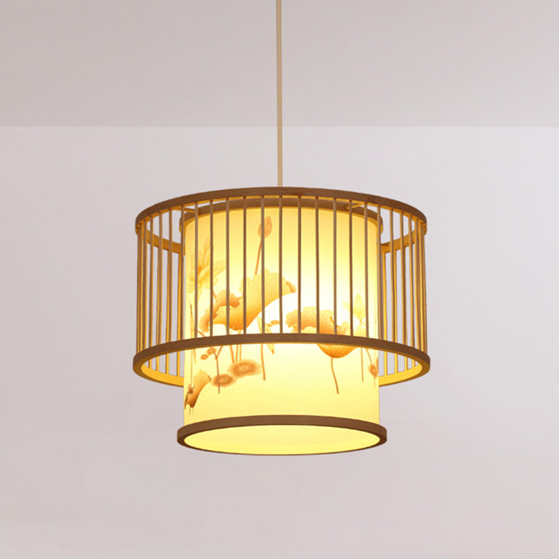 Handwoven Ceiling Light Modern Bamboo Single Restaurant Hanging Pendant Light in Wood Clearhalo 'Ceiling Lights' 'Pendant Lights' 'Pendants' Lighting' 2248005