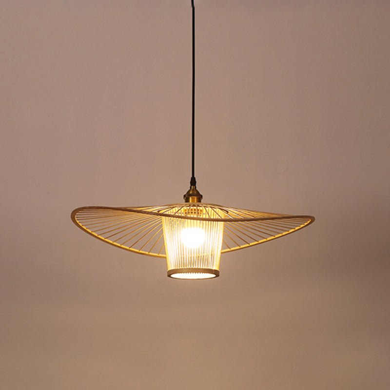 Handwoven Ceiling Light Modern Bamboo Single Restaurant Hanging Pendant Light in Wood Wood J Clearhalo 'Ceiling Lights' 'Pendant Lights' 'Pendants' Lighting' 2248009_a059e912-3a9a-4319-b39a-9d3c64c39b18
