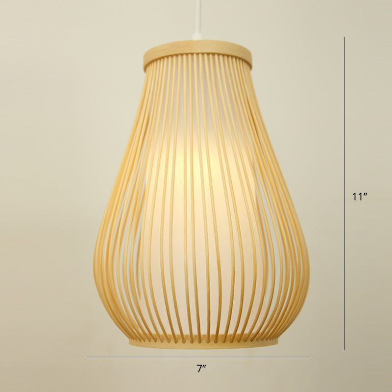 Handwoven Ceiling Light Modern Bamboo Single Restaurant Hanging Pendant Light in Wood Wood B Clearhalo 'Ceiling Lights' 'Pendant Lights' 'Pendants' Lighting' 2248011_94fd7296-8a31-4220-b03b-1892ccd82b61