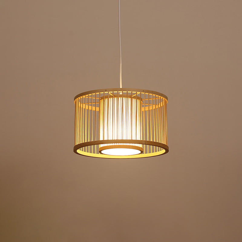 Handwoven Ceiling Light Modern Bamboo Single Restaurant Hanging Pendant Light in Wood Wood P Clearhalo 'Ceiling Lights' 'Pendant Lights' 'Pendants' Lighting' 2248013_dbf0def5-28fd-46b5-9da1-8f7ffece2701