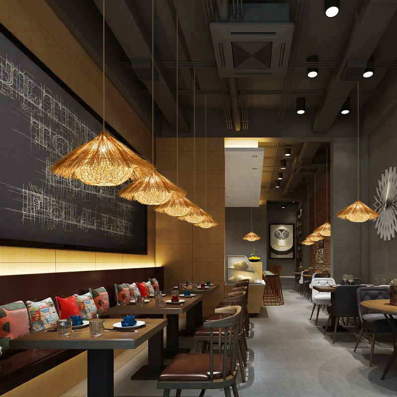 Minimalist Cone Suspension Light Rattan 1������Head Restaurant Pendant Ceiling Light in Wood Clearhalo 'Ceiling Lights' 'Pendant Lights' 'Pendants' Lighting' 2248054