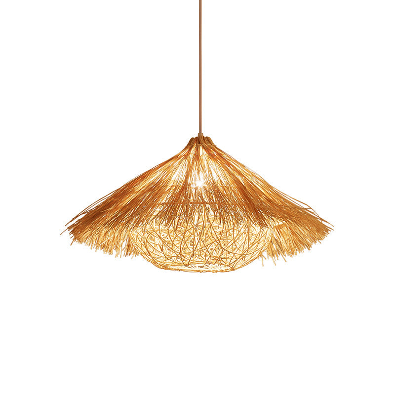 Minimalist Cone Suspension Light Rattan 1������Head Restaurant Pendant Ceiling Light in Wood Clearhalo 'Ceiling Lights' 'Pendant Lights' 'Pendants' Lighting' 2248059