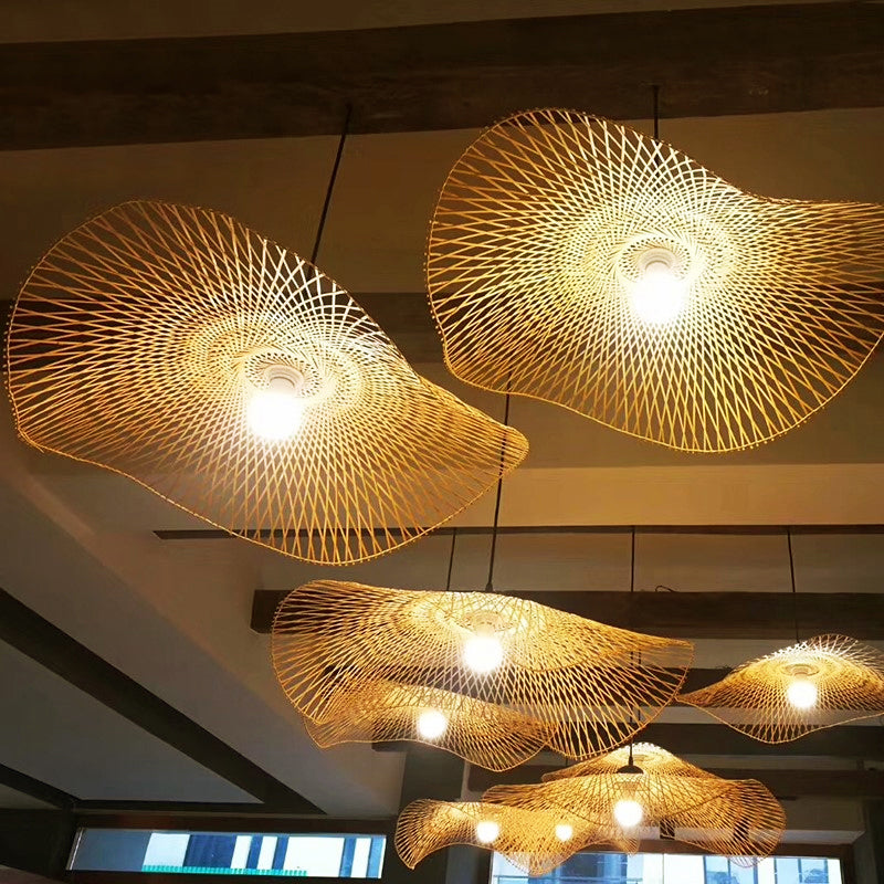 Bamboo Lotus Leaf Suspension Lighting Minimalist 1 Head Wood Pendant Ceiling Light Clearhalo 'Ceiling Lights' 'Lighting' 'Pendant Lights' 2248146_0344639b-2c37-4b4a-adcc-1e32fe4279e6