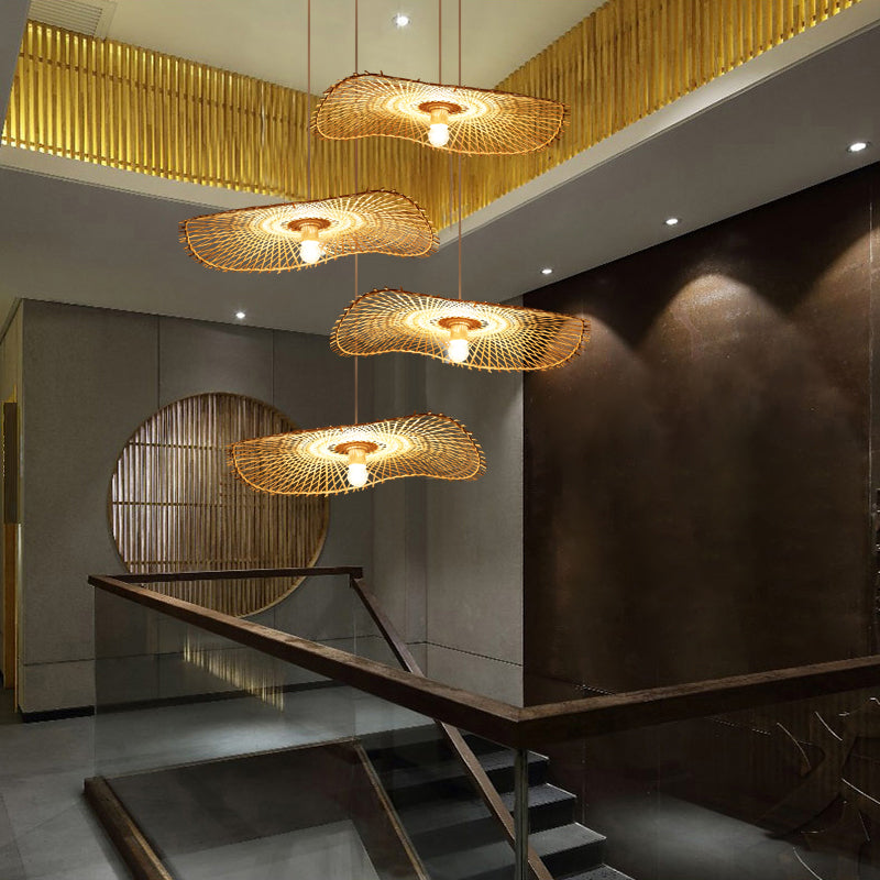 Bamboo Lotus Leaf Suspension Lighting Minimalist 1 Head Wood Pendant Ceiling Light Clearhalo 'Ceiling Lights' 'Lighting' 'Pendant Lights' 2248148_82b23b80-2a33-4368-be02-6334249c0858