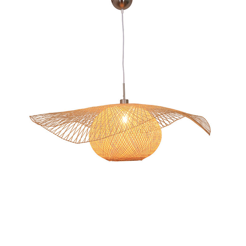 Bamboo Handwoven Suspension Lighting Minimalist 1 Head Wood Pendant Ceiling Light for Restaurant Clearhalo 'Ceiling Lights' 'Lighting' 'Pendant Lights' 2248185_2e8e102f-892f-43a6-ad31-ec83bb6ee4f1