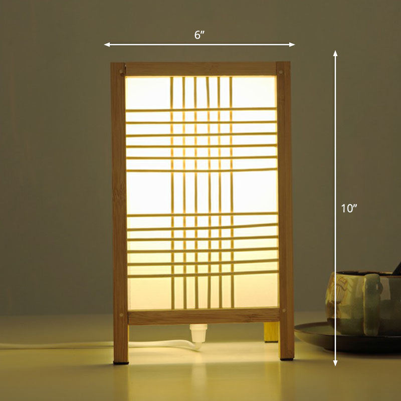 Shaded Nightstand Lamp Contemporary Bamboo Single Tea Room Table Lighting in Wood Wood A Clearhalo 'Lamps' 'Table Lamps' Lighting' 2248285