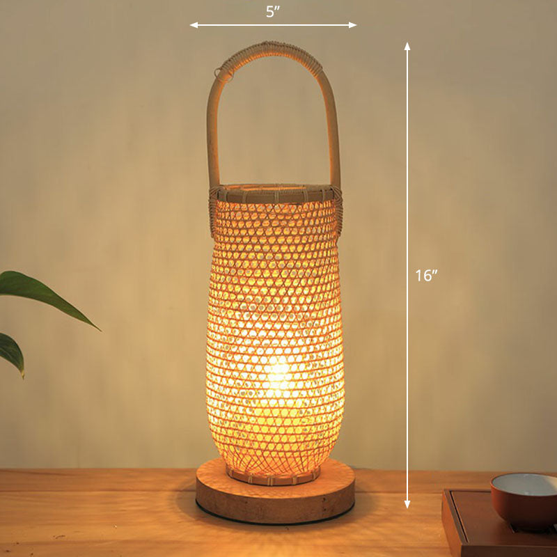 Shaded Nightstand Lamp Contemporary Bamboo Single Tea Room Table Lighting in Wood Wood L Clearhalo 'Lamps' 'Table Lamps' Lighting' 2248286