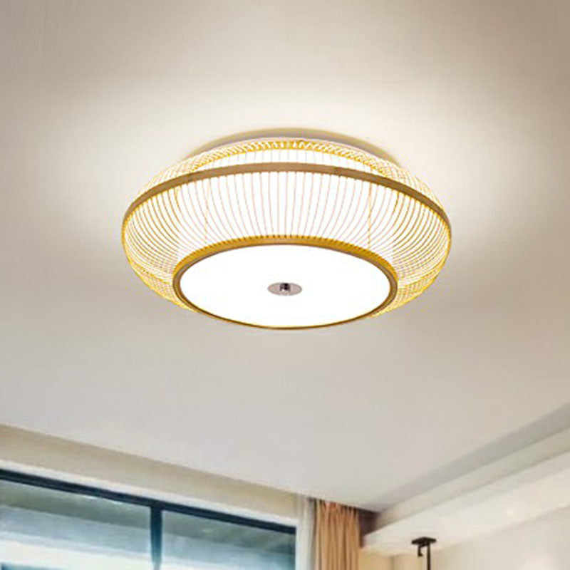 Lantern Bedroom Flush Mount Lighting Bamboo 1-Light Simplicity Flush Mount Ceiling Light in Wood Clearhalo 'Ceiling Lights' 'Close To Ceiling Lights' 'Close to ceiling' 'Flush mount' Lighting' 2248333