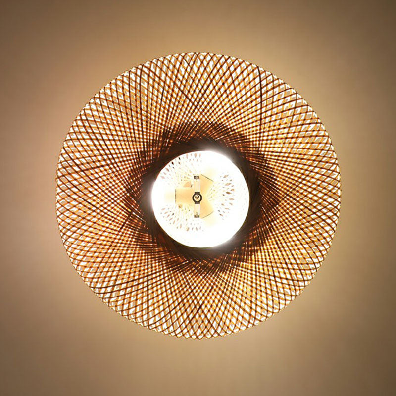 Lantern Bamboo Flush Mount Lighting Minimalist 3 Bulbs Wood Flush Mount for Bedroom Clearhalo 'Ceiling Lights' 'Close To Ceiling Lights' 'Close to ceiling' 'Flush mount' Lighting' 2248346