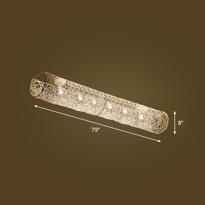 Cylindrical Flush Mount Lighting Simplicity Rattan Restaurant Flush Mount Ceiling Light 6 White Clearhalo 'Ceiling Lights' 'Close To Ceiling Lights' 'Close to ceiling' 'Flush mount' Lighting' 2248370