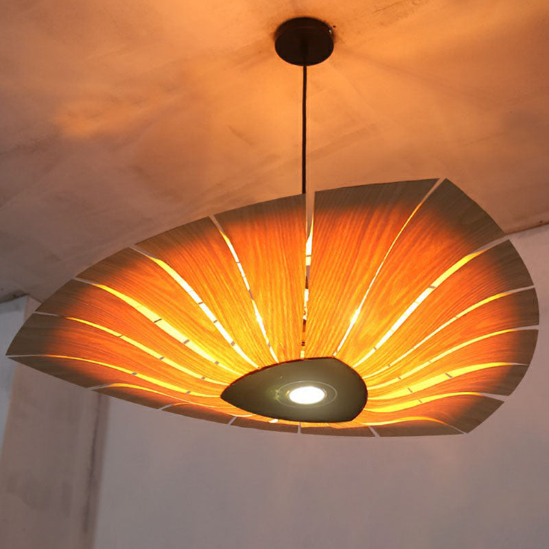 Triangular Suspension Light South-east Asia Wood Restaurant Chandelier Lighting Fixture Clearhalo 'Ceiling Lights' 'Chandeliers' Lighting' options 2248523
