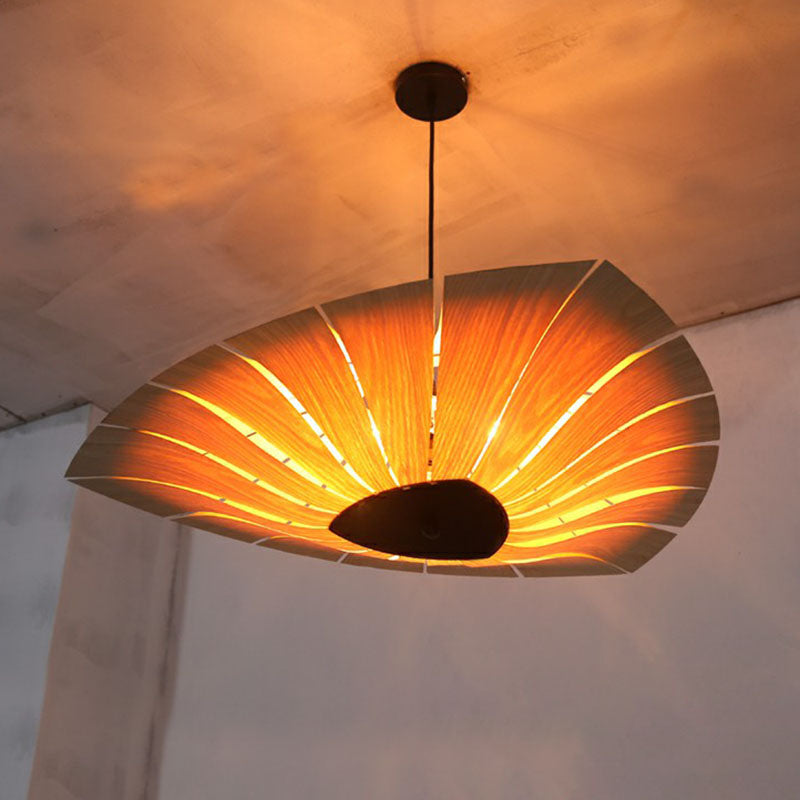 Triangular Suspension Light South-east Asia Wood Restaurant Chandelier Lighting Fixture Clearhalo 'Ceiling Lights' 'Chandeliers' Lighting' options 2248524