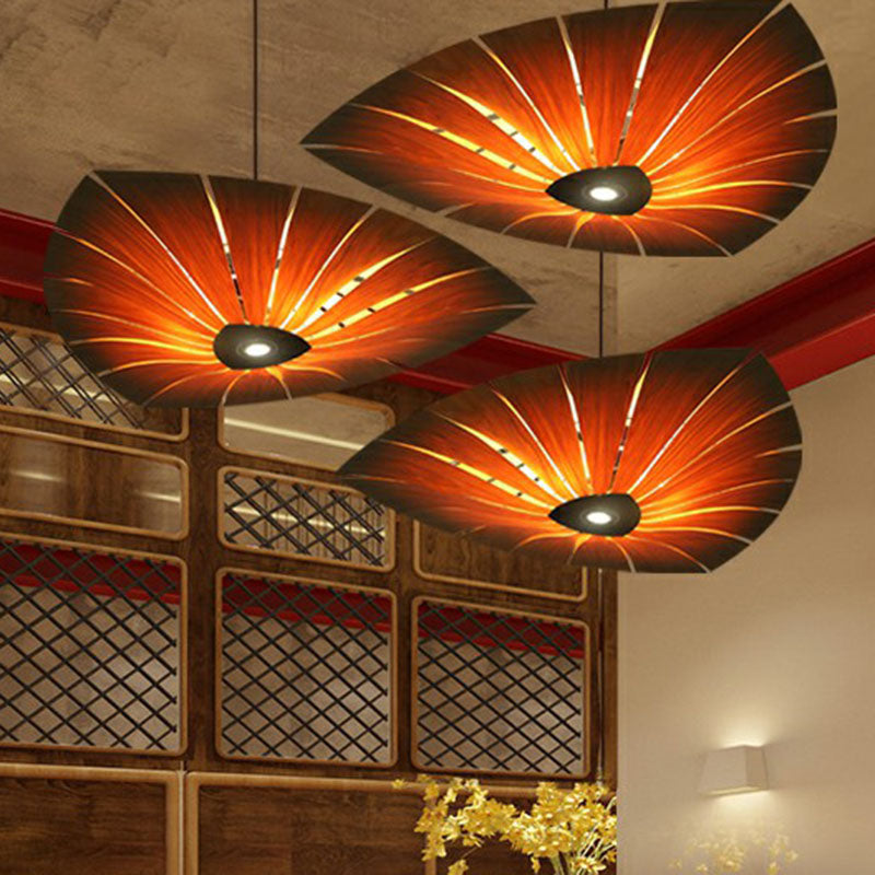 Triangular Suspension Light South-east Asia Wood Restaurant Chandelier Lighting Fixture Clearhalo 'Ceiling Lights' 'Chandeliers' Lighting' options 2248525