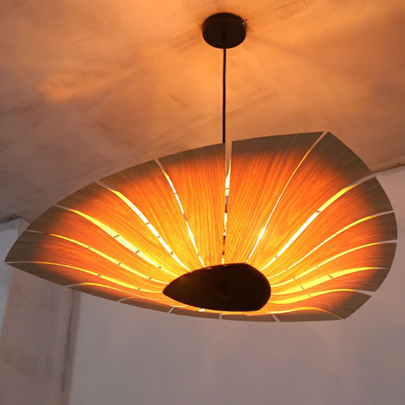 Triangular Suspension Light South-east Asia Wood Restaurant Chandelier Lighting Fixture Clearhalo 'Ceiling Lights' 'Chandeliers' Lighting' options 2248526