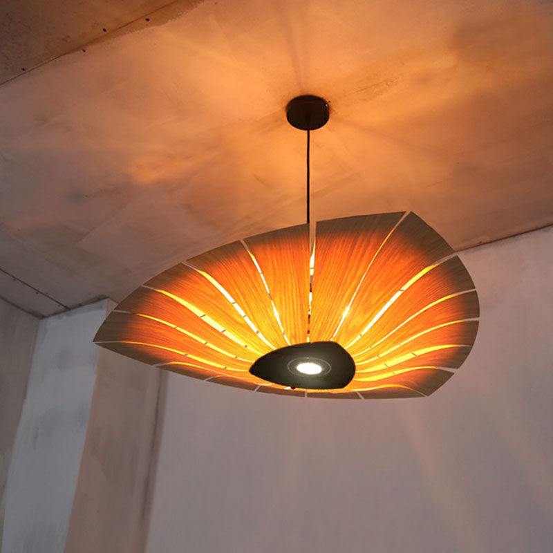 Triangular Suspension Light South-east Asia Wood Restaurant Chandelier Lighting Fixture Clearhalo 'Ceiling Lights' 'Chandeliers' Lighting' options 2248533