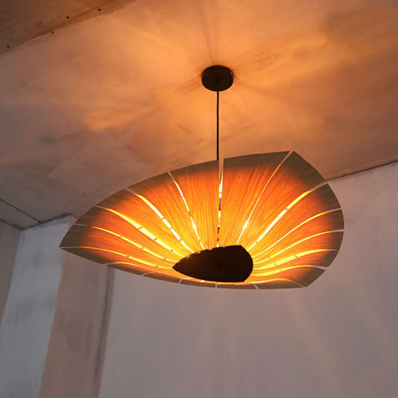 Triangular Suspension Light South-east Asia Wood Restaurant Chandelier Lighting Fixture Clearhalo 'Ceiling Lights' 'Chandeliers' Lighting' options 2248536