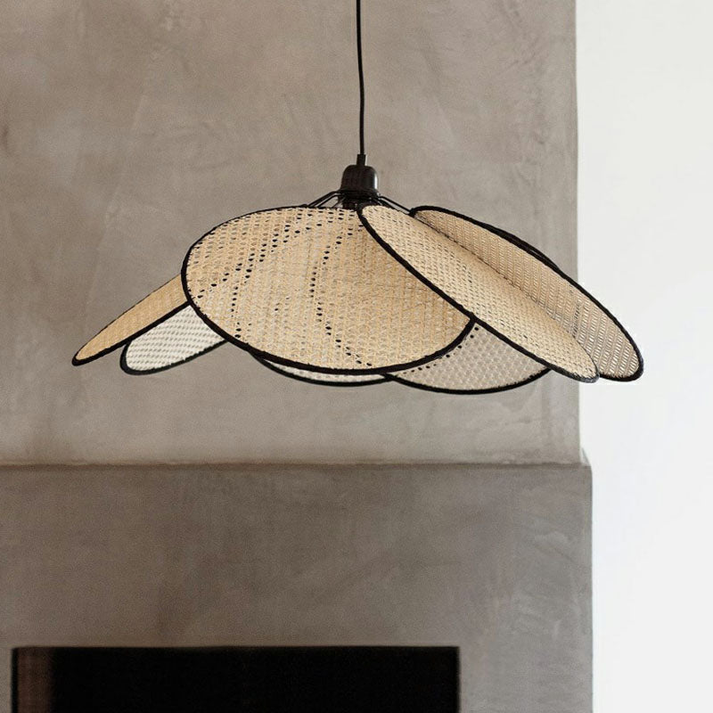 Flower-Like Ceiling Lighting Asian Style Rattan 1 Bulb Wood Hanging Lamp for Tea Room Clearhalo 'Ceiling Lights' 'Lighting' 'Pendant Lights' 2248537_52eb9d86-dfd0-4677-be95-9c0cd4b41fbb