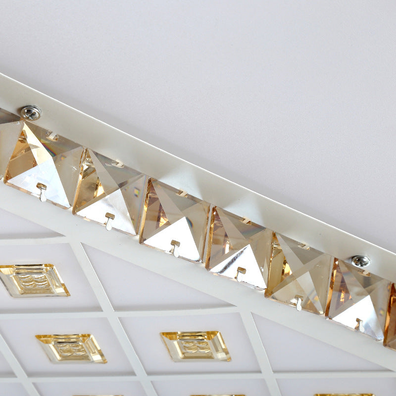 Contemporary LED Ceiling Lamp White Square/Rectangular Crystal Flush Mount Lighting, Warm Light Clearhalo 'Ceiling Lights' 'Close To Ceiling Lights' 'Close to ceiling' 'Flush mount' Lighting' 224962