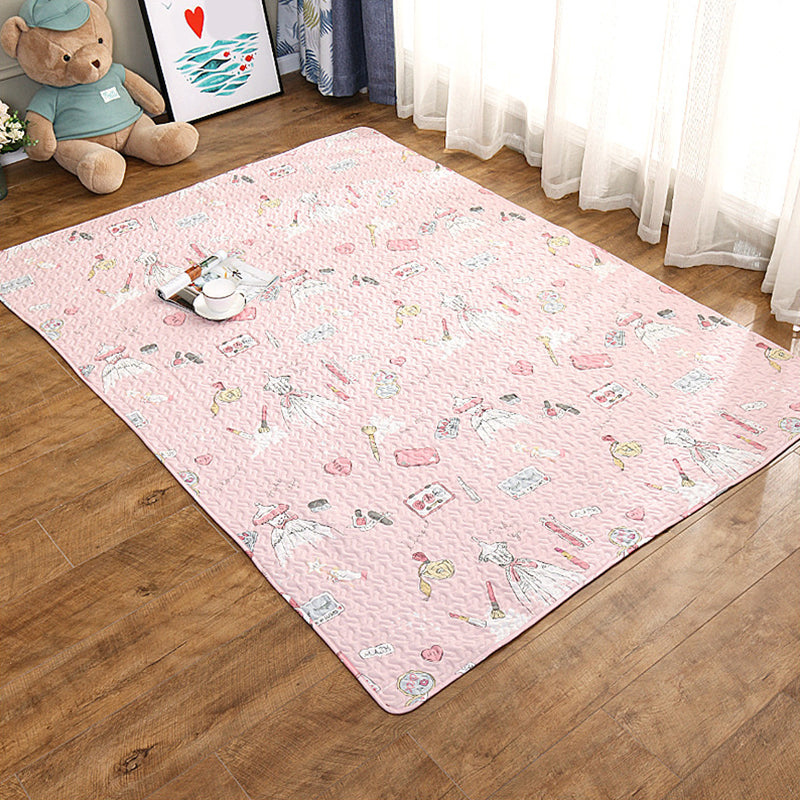 Cute Cartoon Print Rug Multi Colored Cotton Area Carpet Pet Friendly Machine Washable Rug for Kids Room Nude Pink Clearhalo 'Area Rug' 'Rug' 2250158