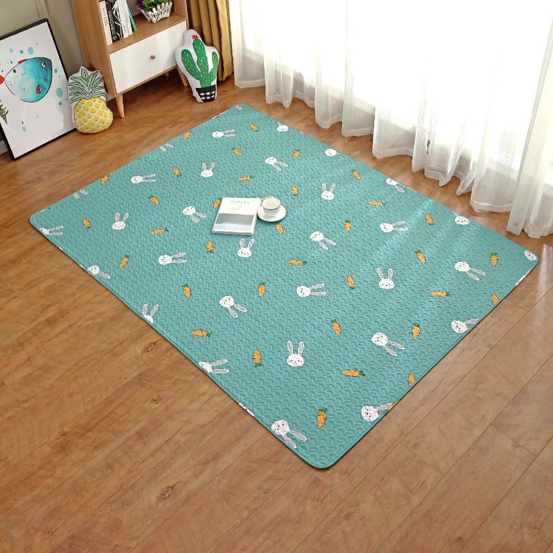 Cute Cartoon Print Rug Multi Colored Cotton Area Carpet Pet Friendly Machine Washable Rug for Kids Room Green Clearhalo 'Area Rug' 'Rug' 2250161