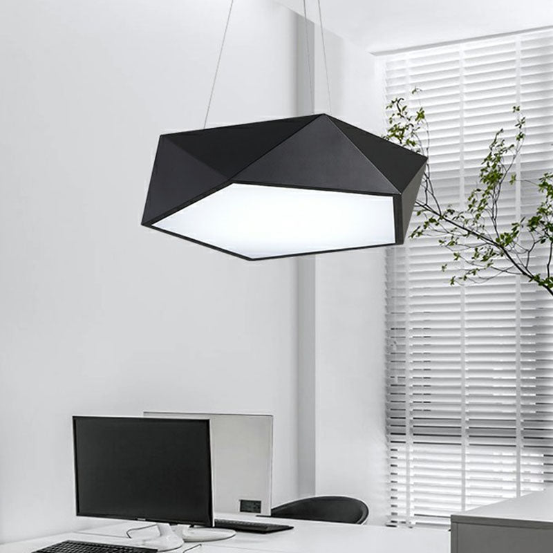 Geometric Metallic LED Ceiling Lighting Modern Black Chandelier Light Fixture for Office Clearhalo 'Ceiling Lights' 'Chandeliers' 'Modern Chandeliers' 'Modern' Lighting' 2252876