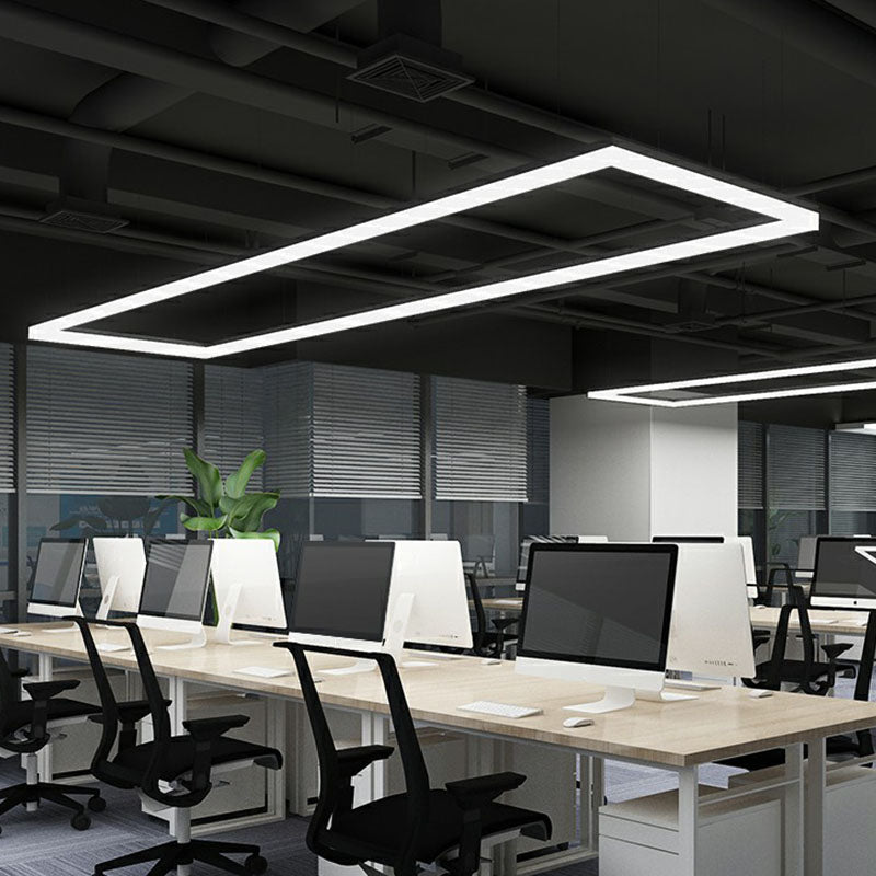 Black Linear Shaped Chandelier Light Simplicity Acrylic LED Pendant Light Fixture for Office Clearhalo 'Ceiling Lights' 'Chandeliers' 'Modern Chandeliers' 'Modern' Lighting' 2252892