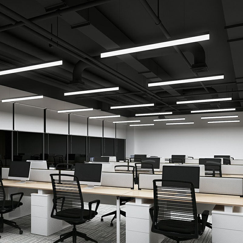 Black Linear Shaped Chandelier Light Simplicity Acrylic LED Pendant Light Fixture for Office Clearhalo 'Ceiling Lights' 'Chandeliers' 'Modern Chandeliers' 'Modern' Lighting' 2252894