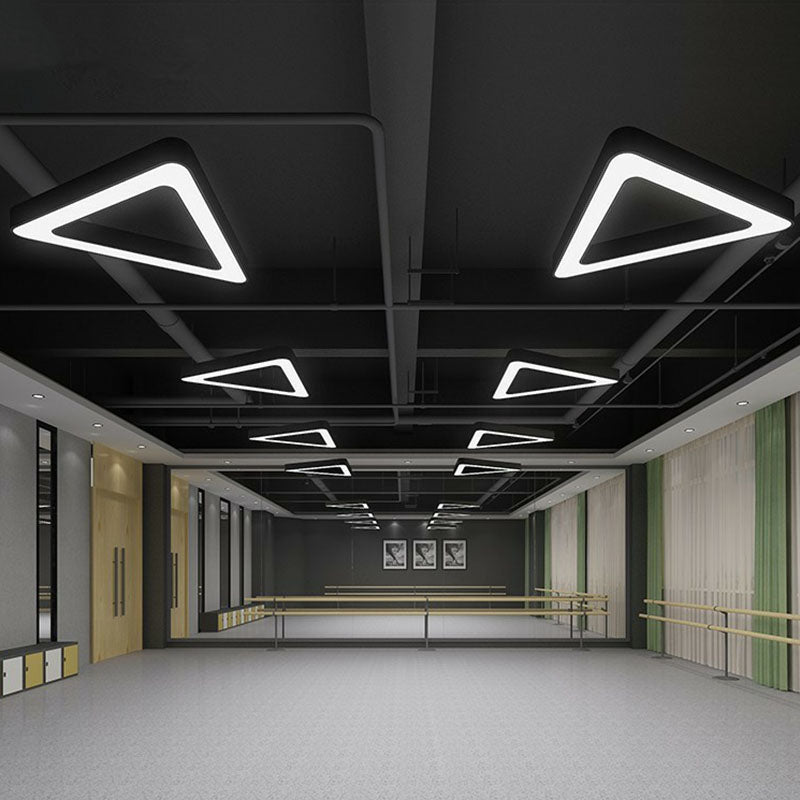 Modern Style Triangular LED Suspension Light Acrylic Gym Chandelier Light in Black Clearhalo 'Ceiling Lights' 'Chandeliers' 'Modern Chandeliers' 'Modern' Lighting' 2252902