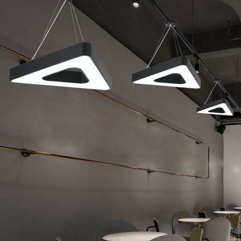 Triangle Chandelier Lighting Minimalist Acrylic Conference Room LED Pendant Light in Black Clearhalo 'Ceiling Lights' 'Chandeliers' 'Modern Chandeliers' 'Modern' Lighting' 2252913