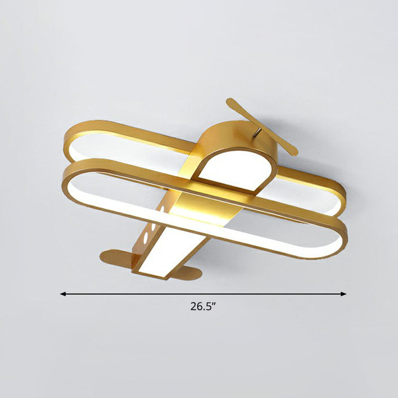 Acrylic Aircraft Flush Ceiling Light Cartoon LED Flush Mount Lighting for Child Room Gold 26.5" White Clearhalo 'Ceiling Lights' 'Close To Ceiling Lights' 'Close to ceiling' 'Flush mount' Lighting' 2252925