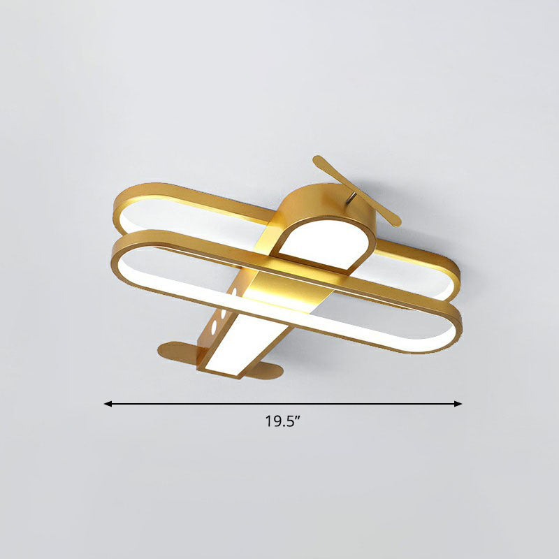 Acrylic Aircraft Flush Ceiling Light Cartoon LED Flush Mount Lighting for Child Room Gold 19.5" White Clearhalo 'Ceiling Lights' 'Close To Ceiling Lights' 'Close to ceiling' 'Flush mount' Lighting' 2252927