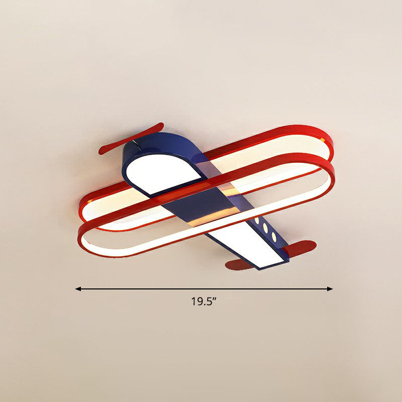 Acrylic Aircraft Flush Ceiling Light Cartoon LED Flush Mount Lighting for Child Room Blue 19.5" Third Gear Clearhalo 'Ceiling Lights' 'Close To Ceiling Lights' 'Close to ceiling' 'Flush mount' Lighting' 2252932