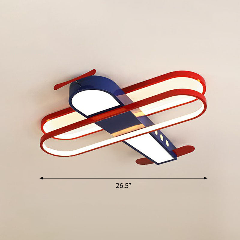 Acrylic Aircraft Flush Ceiling Light Cartoon LED Flush Mount Lighting for Child Room Blue 26.5" Third Gear Clearhalo 'Ceiling Lights' 'Close To Ceiling Lights' 'Close to ceiling' 'Flush mount' Lighting' 2252934