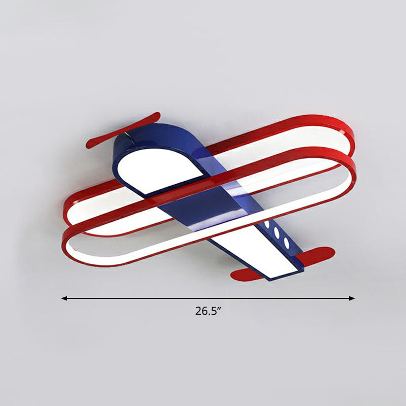 Acrylic Aircraft Flush Ceiling Light Cartoon LED Flush Mount Lighting for Child Room Blue 26.5" White Clearhalo 'Ceiling Lights' 'Close To Ceiling Lights' 'Close to ceiling' 'Flush mount' Lighting' 2252935
