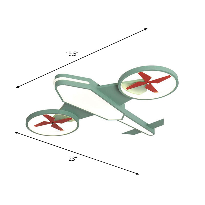 Acrylic Plane Flush Ceiling Light Cartoon LED Flush Mount Lighting Fixture in Warm Light Green 23" Warm Clearhalo 'Ceiling Lights' 'Close To Ceiling Lights' 'Close to ceiling' 'Flush mount' Lighting' 2252955